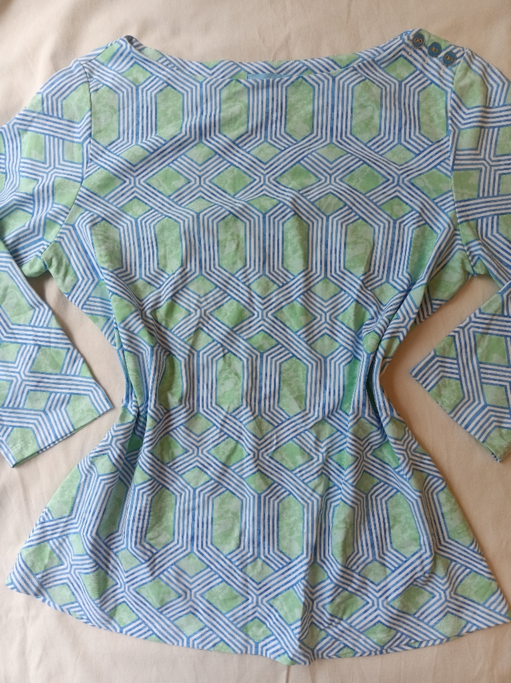 J. McLaughlin 2 Top Bundle Blue/Green Geometric Print - Picture 6 of 7